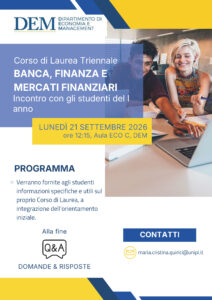 21/09/2026  - incontro con gli studenti del primo anno
